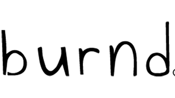 The wordmark 'burnd.' in a black handwritten-style font on a solid black background, with a small registered mark at the upper right of the letter d.