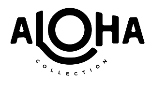 Logo of the Aloha Collection with a black circle and text on a white background